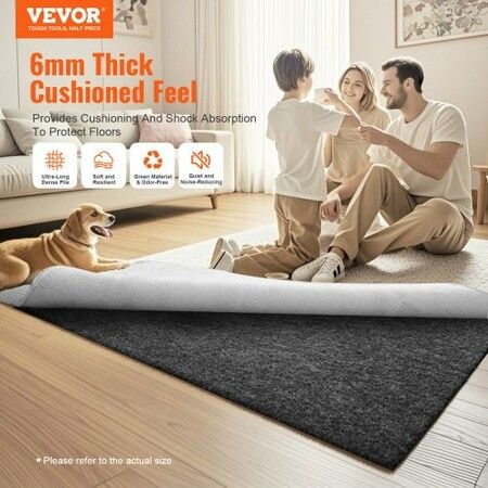 Rug Pad Gripper 9' x 12' Protective Carpet Pad 0.24" Thick for All Floors