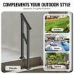 1-2 Handrails for Outdoor for Seniors Porch Deck Black Square Tube Steel