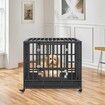 42 Inch Heavy Duty Dog Crate Indestructible Dog Crate 3-Door Heavy Duty Dog Kennel for Medium to Large Dogs with Lockable Wheels and Removable Tray