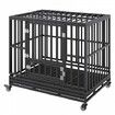 42 Inch Heavy Duty Dog Crate Indestructible Dog Crate 3-Door Heavy Duty Dog Kennel for Medium to Large Dogs with Lockable Wheels and Removable Tray