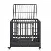 42 Inch Heavy Duty Dog Crate Indestructible Dog Crate 3-Door Heavy Duty Dog Kennel for Medium to Large Dogs with Lockable Wheels and Removable Tray
