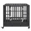 42 Inch Heavy Duty Dog Crate Indestructible Dog Crate 3-Door Heavy Duty Dog Kennel for Medium to Large Dogs with Lockable Wheels and Removable Tray