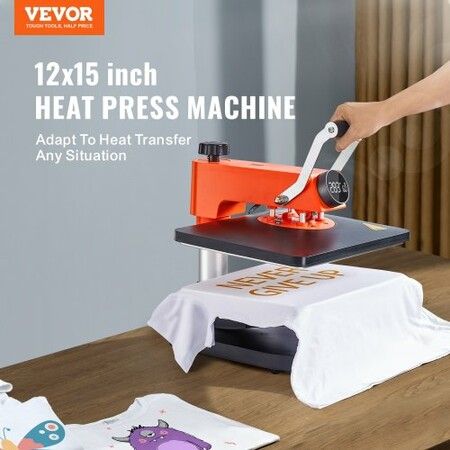 Heat Press Machine 12x15in 6in1 Sublimation Transfer T-shirt Plate Mug Cup