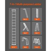 Multi-Purpose Folding Ladder 7-in-1 3 Step 12ft Reach Height for Work