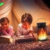 2Pcs Solar Lanterns Outdoor Waterproof, Flickering Flame Hanging Solar Lanterns Solar Powered Wireless Lantern Decorative Lighting