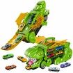 Truck Toys for Age3+ Boys,Toys Cars Track Set Dino Transporter Truck with 10 Die-Cast Car Toys,Toddler Car Toys Set for Kids Boys Girls,Green