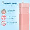 Portable Water Flosser,Travel Water Flosser Picks,Mini Cordless Oral Irrigator Rechargeable Power Dental with Telescopic Water Tank, IPX7 Wateroproof,Pink