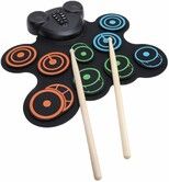 Electronic Drum Practice Pad,Roll Up Drum Set with Dual Speakers,9 Pads,Foot Pedals,Sticks,Portable Drum Pad with Surround Sound,Games,MIDI,Recording