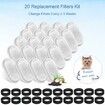 Pet Water Fountain Replacement Filters for 67oz/2L and 108/3.2L Stainless Steel Fountain,20 Water Bowl Dispenser Filter Replacement with 20 Sponges