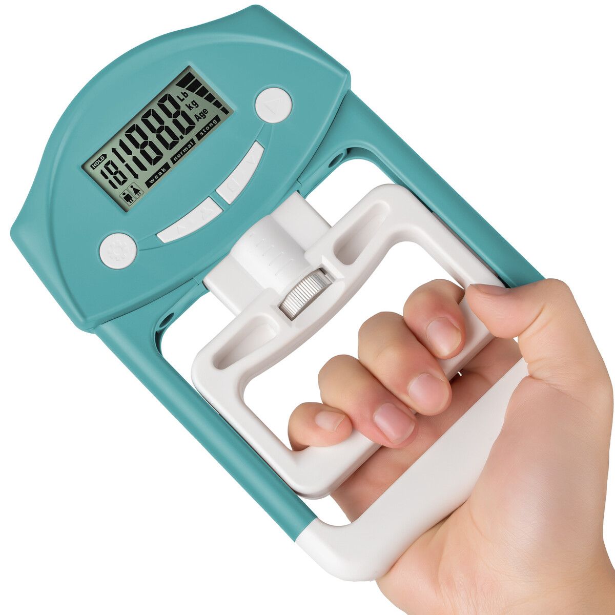 Electronic Hand Grip Strength Tester, Grip Strengthener Hand Exerciser Meter, Digital Hand Grip Training Gauge 220 Lbs / 99 Kgs for Sports (Blue)