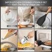 Silicone Cooking Utensils Set, 43Pcs Non-Stick Heat Resistant Kitchen Utensils Spatula Set with Wooden Handle for Baking, Cooking (Black)
