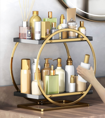 Luxurious Bathroom Shower Caddy - Stylish Organizer for Toilets, Wash Basins & Makeup - Chic Vanity Table Storage Solution