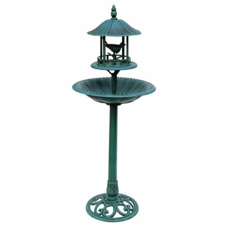 2 Level Garden Bird Feeder & Bird Bath with Flower Planter - 111 cm