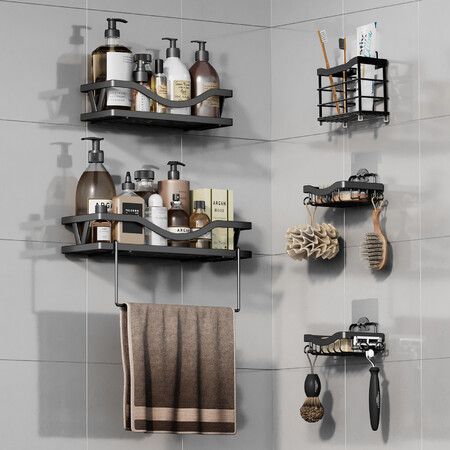 Shower Caddy, 5 Pack Rustproof Stainless Steel Bath Organizers With Large Capacity, No Drilling Shelves for Bathroom Storage & Home Decor