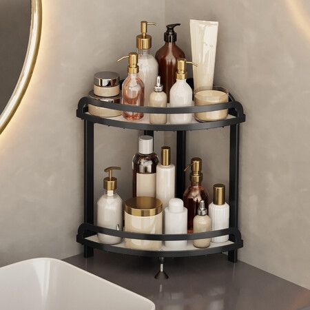 Shower Corner Shelf Caddy 2 Shelf Shower Organizer Corner No Drill Shower Storage Rust Proof Bathroom Corner Wall Shelf Shampoo Holder Black