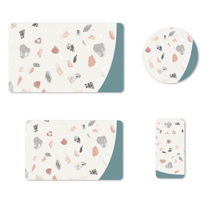 Blue 4 PCS Set PU Leather Diatom Mud Wash Pad Absorbent Sink Pad for Kitchen Bathroom Toothbrush Coaster