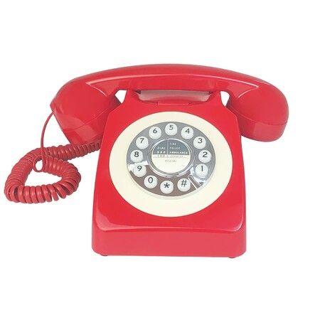 Corded Retro Phone,TelPal Vintage Old Phones,Classic 1930s Antique Landline Phones for Home & Office Decor,Novelty Hotel Telephone with Redial,Red