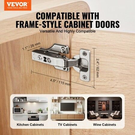 Cabinet Door Hinges 50 Packs Full Overlay Soft Close for Framed/Frameless