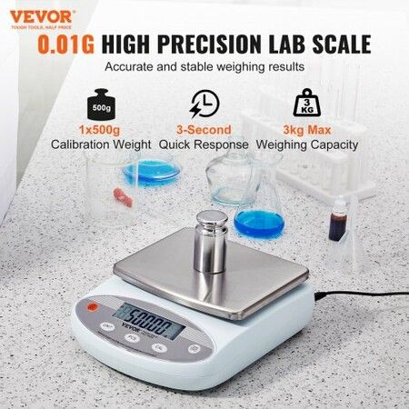 Analytical Balance Lab Scale 3000g x 0.01g 13 Units Conversion Electronic