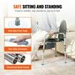 Commode Chair Bedside Commode with Wider Toilet Seat 7-Level Adjustable Height 5.8L Removable Bucket Easy to Assemble 350 LBS Capacity Raised Toilet Seat