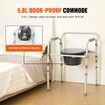 Commode Chair Bedside Commode with Wider Toilet Seat 7-Level Adjustable Height 5.8L Removable Bucket Easy to Assemble 350 LBS Capacity Raised Toilet Seat
