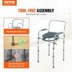 Commode Chair Bedside Commode with Wider Toilet Seat 7-Level Adjustable Height 5.8L Removable Bucket Easy to Assemble 350 LBS Capacity Raised Toilet Seat