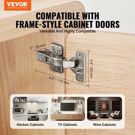 Cabinet Door Hinges 50 Packs Full Overlay Soft Close for Frameless Type