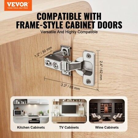Cabinet Door Hinges 60 Packs Partial Overlay Soft Close for Framed/Frameless