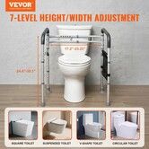 Foldable Toilet Safety Rail Toilet Rail with Non-Slip Handles for Seniors