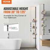 39 inches to 125 inches High Shower Corner Caddy Tension Pole Rust-Proof Tension Pole
