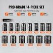 Impact Sockets Set 14pcs 6-Point 3/8in Drive Bit Ratchet Tool Kit Case