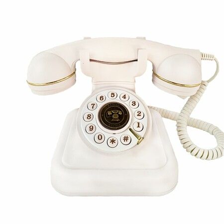 Retro Landline Telephone,Sentno 1960s Vintage Corded Dial Phone Classic Old Fashion Telephones Wired Desk Telephone for Office and Home (White)