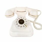 Retro Landline Telephone,Sentno 1960s Vintage Corded Dial Phone Classic Old Fashion Telephones Wired Desk Telephone for Office and Home (White)