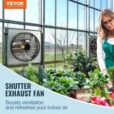 Shutter Exhaust Fan 610 mm High-speed 1400RPM 2892 CFM Aluminum Wall Mount Attic Fan with AC-motor Ventilation and Cooling for Greenhouses Garages