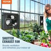 Shutter Exhaust Fan 406 mm /16inch with Temperature Humidity Controller EC-motor 1747 CFM Variable Speed Adjustable Wall Mount Attic Fan Ventilation
