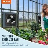Shutter Exhaust Fan 254mm / 10inch  with Temperature Humidity Controller EC-motor 843 CFM Variable Speed Adjustable Wall Mount Attic Fan