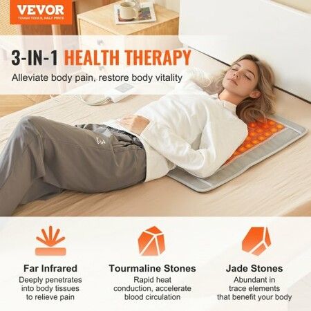 Far Infrared Heating Pad 52 Natural Jade & 20 Tourmaline Stone Heating Pad