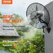 Wall-Mount Misting Fan Oscillating Metal Fan 61.6 cm 3 Speed Waterproof