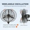 Wall-Mount Misting Fan Oscillating Metal Fan 61.6 cm 3 Speed Waterproof