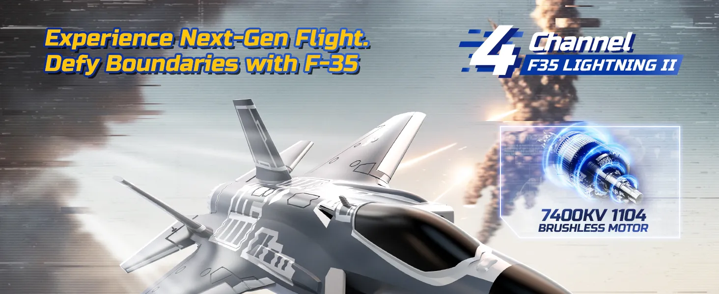 F35 4 Channel Brushless RC Plane,Remote Control Airplane Ducted Fans Fighter Jet,2.4GHz 6-axis Gyro Stabilizer RTF Hobby Glider Aircraft Plane