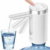 5 Gallon Water Bottle Pump With Foldable Spout,Smart LED Display,Quiet Operation,Long-Lasting 1200mAh Battery (White)