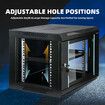 9U Network Server Cabinet Rack Wall Mount Data Enclosure Case 19 Inch Deep with Locking Glass Door Removable Side Panels for IT Computer Equipment