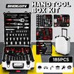185Pcs Tool Box Trolley Set Hand Toolkit DIY Home Car Repair Rolling Auto Mechanics Household Storage Portable Aluminium Carry Case with Pliers Locks
