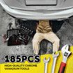 185Pcs Tool Box Trolley Set Hand Toolkit DIY Home Car Repair Rolling Auto Mechanics Household Storage Portable Aluminium Carry Case with Pliers Locks