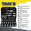 185Pcs Tool Box Trolley Set Hand Toolkit DIY Home Car Repair Rolling Auto Mechanics Household Storage Portable Aluminium Carry Case with Pliers Locks