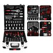 185Pcs Tool Box Trolley Set Hand Toolkit DIY Home Car Repair Rolling Auto Mechanics Household Storage Portable Aluminium Carry Case with Pliers Locks