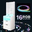 2IN1 Beside Table Bookshelf LED Nightstand 2 Drawer Cabinet Shelving Unit Storage Shelves Compartments Wooden Bedroom Furniture with Charging Station