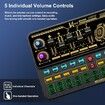 Audio Mixer With Effects, Live Sound Card with Volume Fader, Voice Changer, Sound Effects, LED Lights, for Karaoke, Streaming, Recording, Podcasting Sound Board