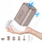 Portable Air Pump for Inflatables, Mini Electric Rechargeable Inflate Deflate Pump with Camping Light for Pool Floats, Swimming Rings, Air Mattress (Khaki)