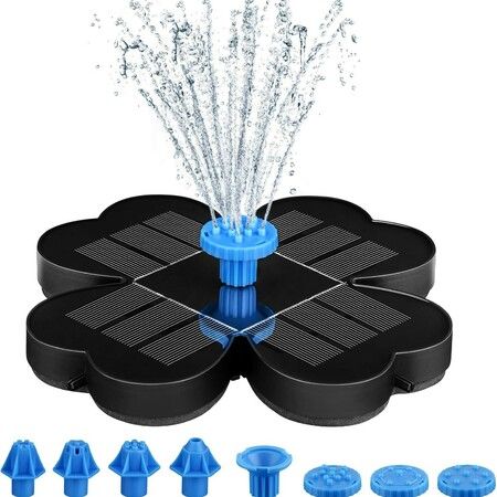 3.5W Solar Fountain, Solar Bird Bath Fountains Pump with Flower Panel, Solar Water Fountain Outdoor with 8 Nozzle for Garden, Pond, Pool